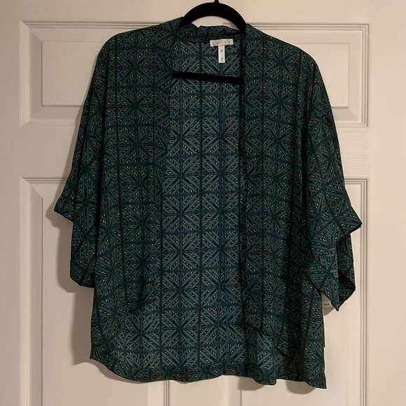 Leith Teal Colonial Geo Block Kimono - Picture 7 of 8